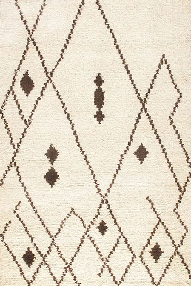 Beni Ourain Moroccan Ivory Black, Hand-knotted wool · 8′ × 10′