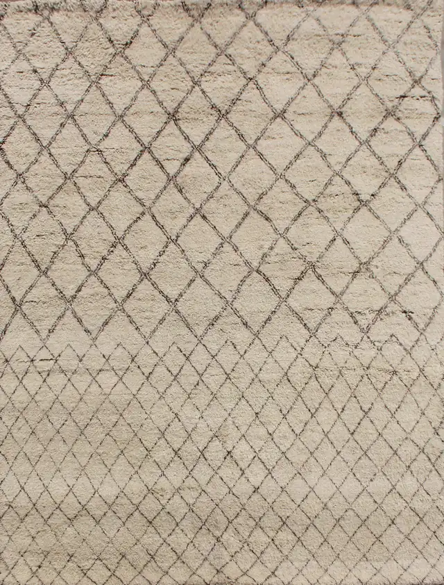Moroccan Beni Ourain Ahfir Beige Brown, Hand-knotted · 8′ × 10′